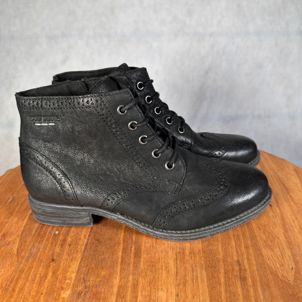 Josef Seibel Sienna 03 Boots Women 38 Black Good Wingtip Brogue Leather - Picture 4 of 12